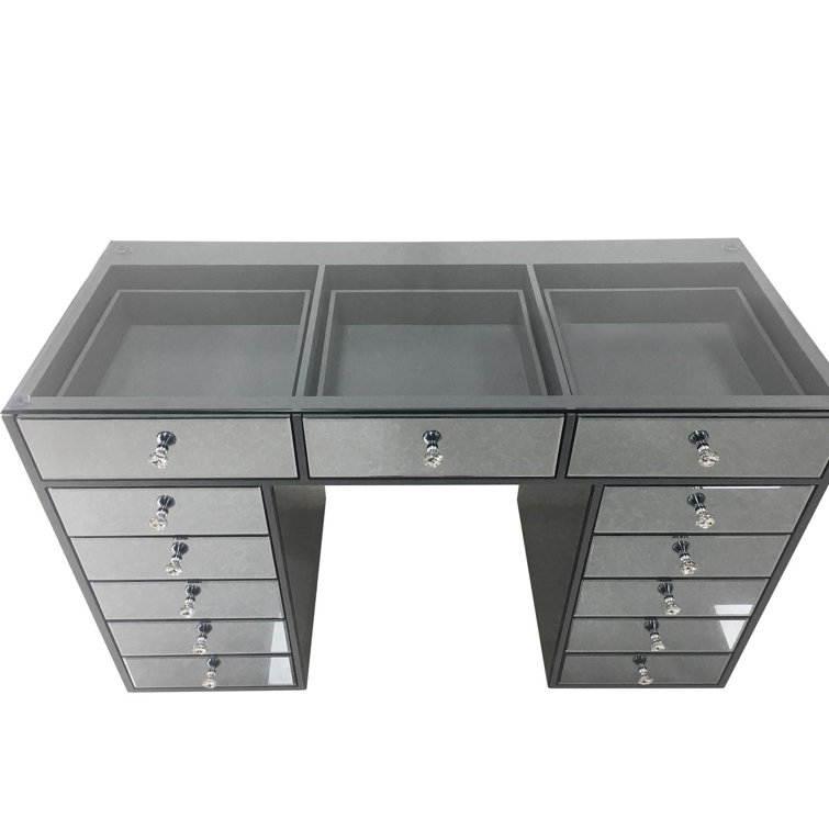 NY Diamond import Grey Mirrored With Grey Trimming Makeup Vanity With